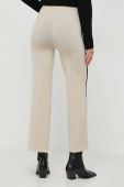 Вовняні штани Beatrice B колір бежевий пряме висока посадка