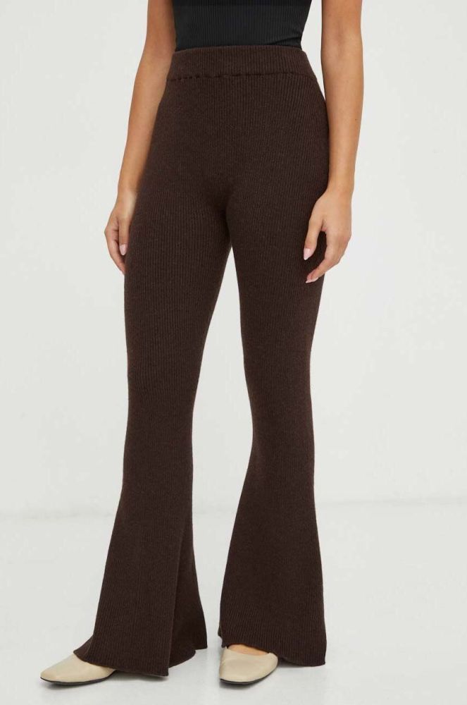 Вовняні штани Liviana Conti колір коричневий кльош висока посадка