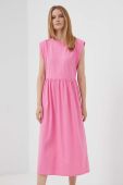 Бавовняна сукня Rich & Royal колір рожевий midi розкльошена