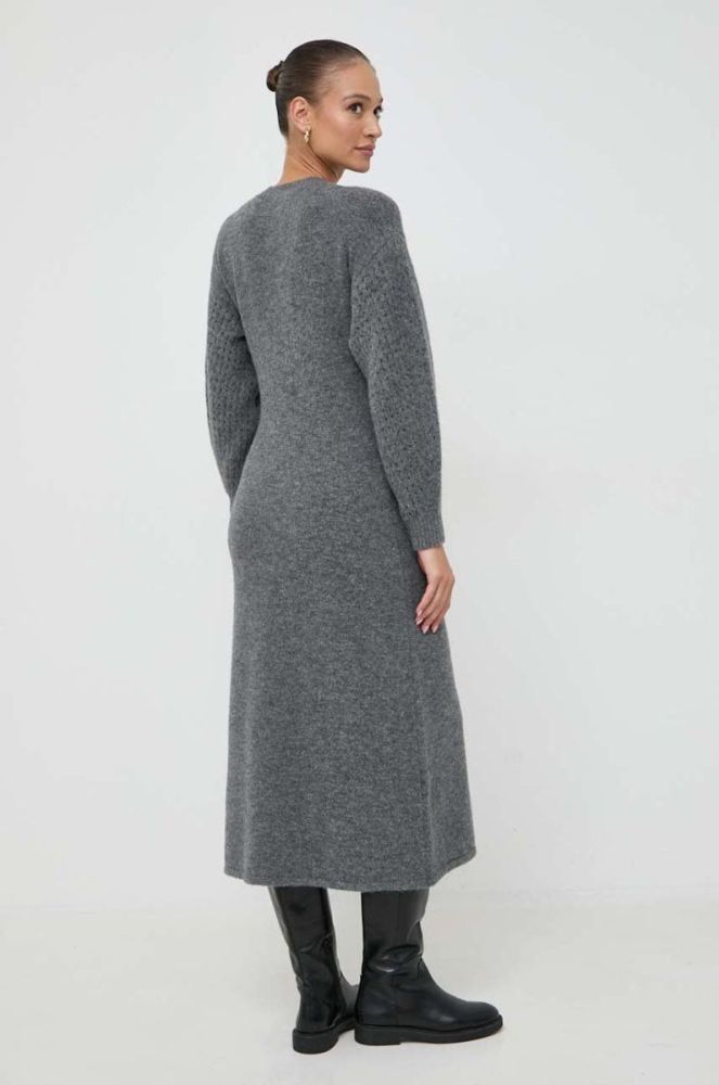 Сукня з домішкою вовни Beatrice B колір сірий maxi oversize фото 3