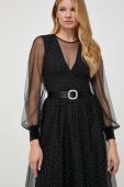 Сукня Nissa колір чорний midi розкльошена (3656068)