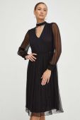 Шовкова сукня Nissa колір чорний midi розкльошена