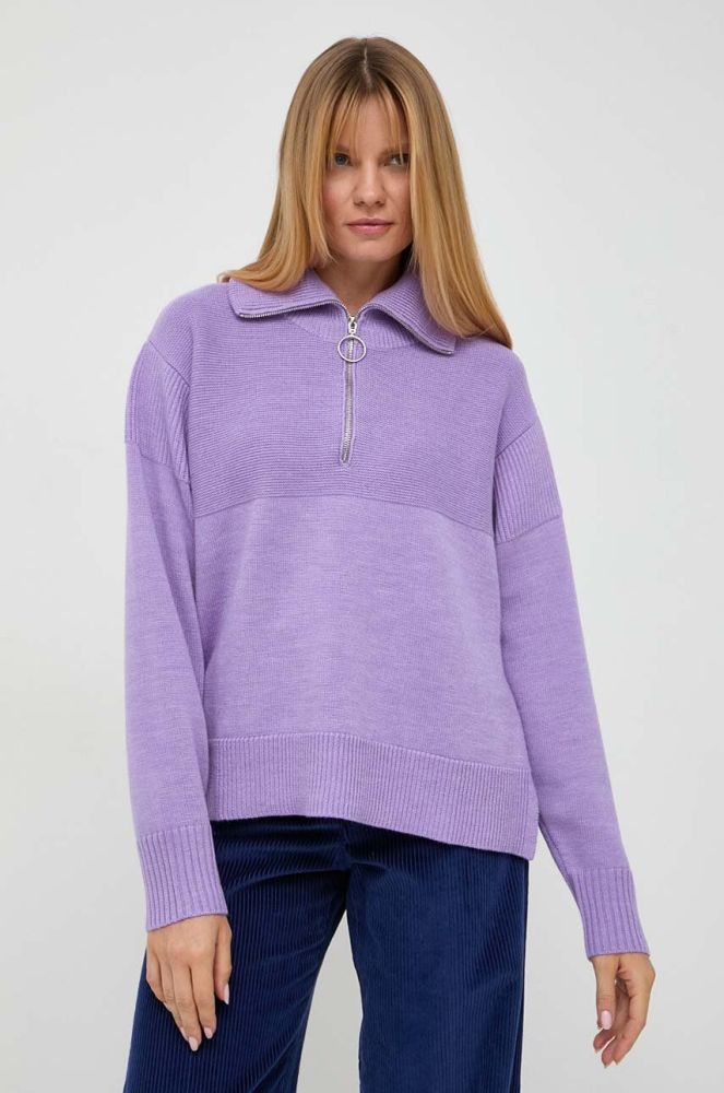 Вовняний светр Beatrice B жіночий колір фіолетовий легкий півгольф