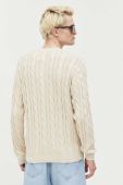 Бавовняний светр Solid колір бежевий