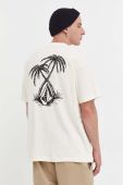 Бавовняна футболка Volcom колір бежевий з принтом (3539378)