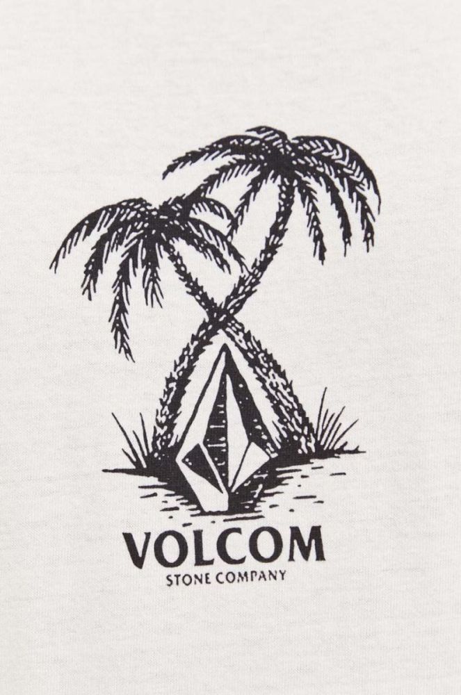 Бавовняна футболка Volcom колір бежевий з принтом (3539378) фото 5