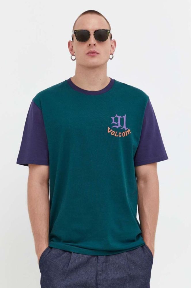 Бавовняна футболка Volcom x Mando Von Arb колір зелений з принтом фото 4
