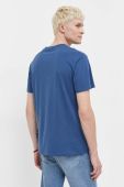 Бавовняна футболка Solid чоловічий з аплікацією колір блакитний