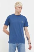 Бавовняна футболка Solid чоловічий з аплікацією колір блакитний
